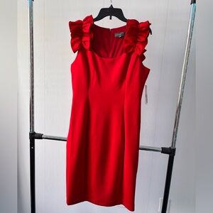 Donna Ricco Red Ruffled Sheath Mini Dress